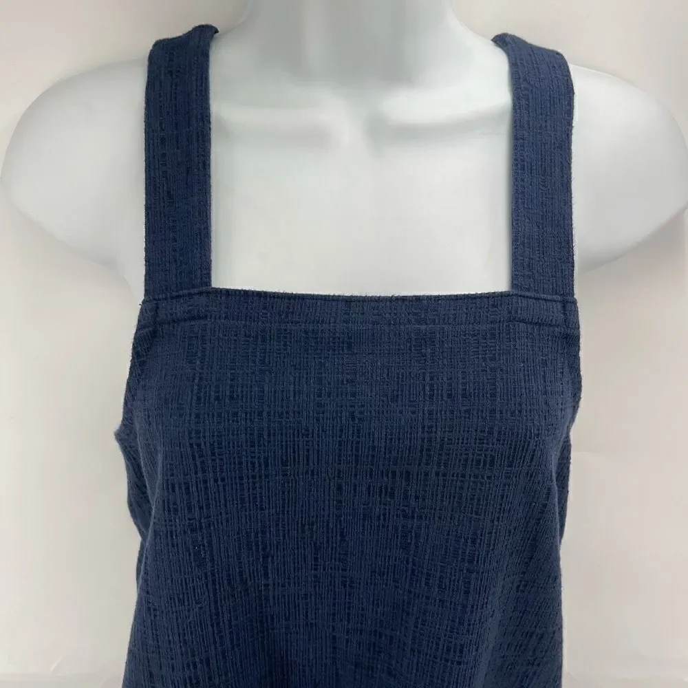 Madewell Womens Tank Top Sleeveless Cross Strap Stretch Square Neck Blue Small
